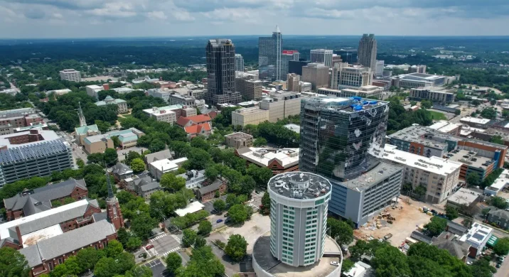 Aerial View of the Downtown Raleigh North Carolina Skyline