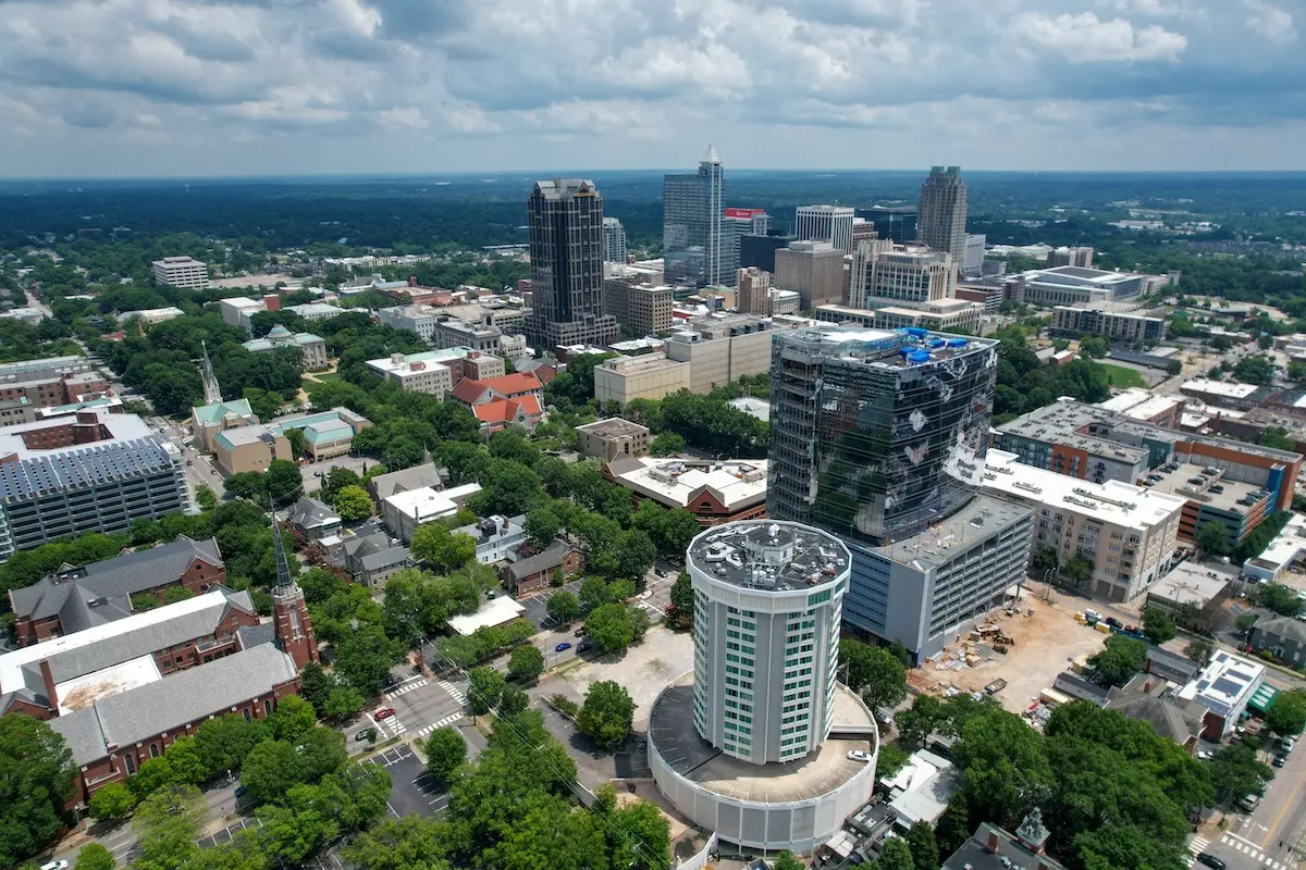 Aerial View of the Downtown Raleigh North Carolina Skyline